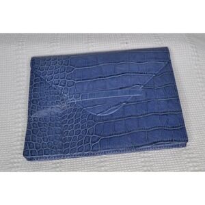 NWOT Alicia Klein Blue Embossed Crocodile Animal Envelope Clutch Passport Holder